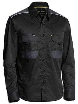 Bisley Workwear Flex & Move™ Mechanical Stretch Shirt Long Sleeve BS6133 Work Wear Bisley Workwear BLACK (BBLK) S 
